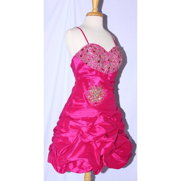 MayQueen #781 Dual Style Taffeta Prom or Party Gown-Size 12-FUCHSIA-NEW W/Tags - Picture 7 of 7